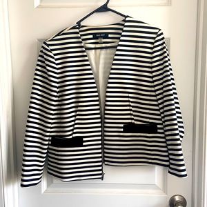 Nine West Black & White Stripe Blazer